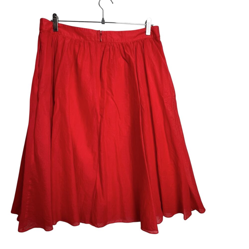J.Crew Skirt Size 14 Melon Red Flowy A-Line Lined Women’s Cotton - Picture 2 of 8